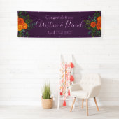 オレンジ&パープルプラム牡丹&バラフローラ結婚ズ 横断幕 (インサイチュ)