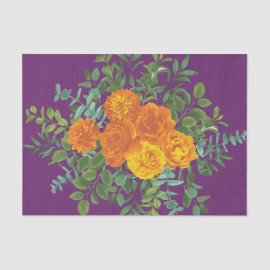 オレンジ&パープルプラム牡丹&バラフローラ結婚ズ 薄葉紙 (正面)