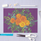 オレンジ&パープルプラム牡丹&バラフローラ結婚ズ 薄葉紙 (クラフト)