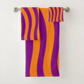 オレンジ パープル ゼブラ ストライプ ヴィブラント ミニマル バスタオルセット (インサイチュ)