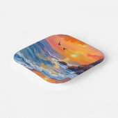 オレンジ・ビーチ・サンセット | 海岸の絵画 ペーパープレート (傾斜あり)
