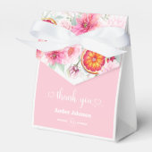 オレンジ・ピンクの水彩花のベビーシャワー フェイバーボックス (正面サイド)