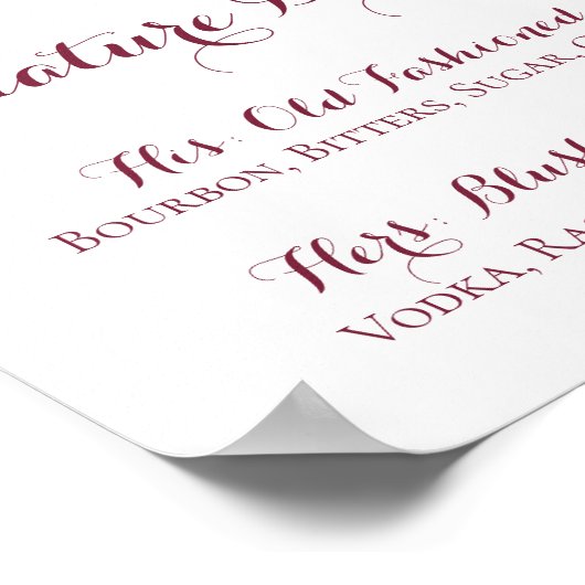 オレンジ、ピンクの秋の花シグネチャードリンクの看板 ポスター (角)