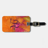 オレンジ、ピンクの羽モノグラムバッグラゲッジタグ ラゲッジタグ (正面横)