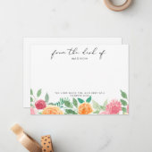 オレンジ & ピンクの花柄パーソナライズ聖書箇所 ノートカード (正面/裏面インサイチュ)