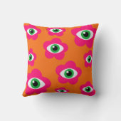 オレンジ&ピンクイマックアイフラワーズボホ装飾用クッション クッション (裏面)