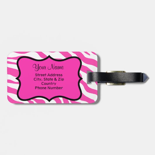 オレンジ&ピンクゼブラ&チータパーソナライズされたー ラゲッジタグ (裏面横)