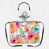 オレンジ&ピンクフローラパーソナライズされたエプロン エプロン (正面)