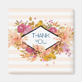 オレンジ&ピンクフローラブーケありがとう マグネット (正面)