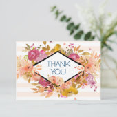 オレンジ&ピンクフローラブーケパーティーありがとう サンキューカード (スタンド正面)