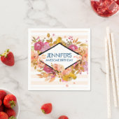 オレンジ&ピンクフローラブーケ誕生日 スタンダードカクテルナプキン (インサイチュ)