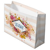 オレンジ&ピンクフローラブーケ誕生日 ラージペーパーバッグ (正面アングル)