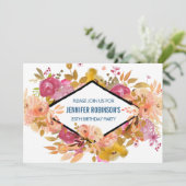 オレンジ&ピンクフローラブーケ誕生日 招待状 (スタンド正面)