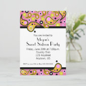 オレンジ&ピンクペイズリーSweet sixteenパーティー招待状 招待状 (スタンド正面)