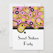 オレンジ&ピンクペイズリーSweet sixteenパーティー招待状 招待状 (裏面)