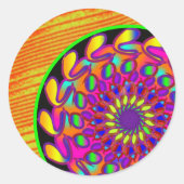 オレンジ&ピンクマンダラクラシックララウンドステッカー ラウンドシール (正面)