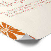 オレンジ&ピンクレトロフローラGroovyベビー好意サイン ポスター (角)