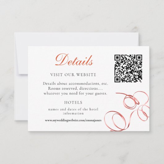 オレンジ&ピンクローズ詳細アコモデーション 出欠カード (正面)