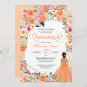 オレンジ&ピンクローゼピーチフローラキンセアニェラinv 招待状 (正面/裏面)