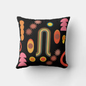 オレンジ – ピンク色の黒ミッドセンチュリーモダン幾何学模様60s クッション (裏面)