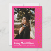 オレンジ ピンク コンフェッティ 卒業発表 招待状 (正面)