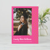 オレンジ ピンク コンフェッティ 卒業発表 招待状 (スタンド正面)