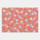 オレンジ、ピンク、シルバーのマーメイドはかりで測 ラッピングペーパーシート (正面)
