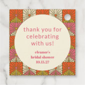 オレンジ ピンク フラワーブライダルシャワー カスタム サンクス フェイバータグ (裏面)