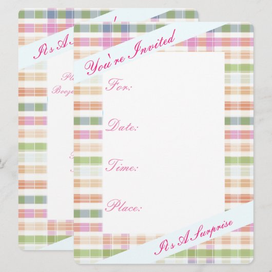 オレンジ ピンク ブルー 招待状 (正面/裏面)