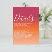 オレンジ ピンク マルーン 夕焼け モダン スクリプト エンクロージャーカード (スタンド正面)