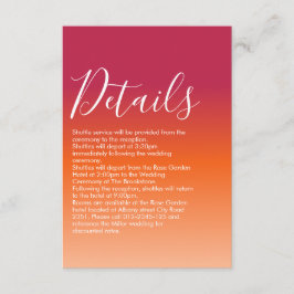 オレンジ ピンク マルーン 夕焼け モダン スクリプト エンクロージャーカード