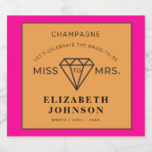 オレンジ ピンク ミス トゥ ミセス ブライダル シャワー スパークリングワインラベル (シングルラベル)