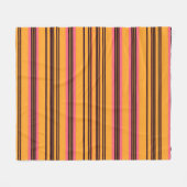 オレンジ ピンク 太い横縞模様 フリースブランケット (正面(横))