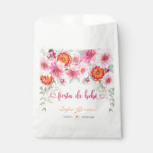 オレンジ ピンク 水彩 花 スペイン語 ベビーシャワー フェイバーバッグ (正面)