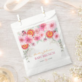 オレンジ ピンク 水彩 花 赤ちゃん歓迎会 フェイバーバッグ (クリップ留めされた状態)