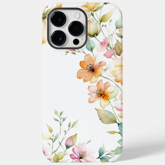 オレンジ ピンク 水彩 野の花 ボヘミアン デザイン Case-Mate iPhoneケース (裏面)