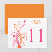 オレンジ ピンク 白 花 テーブル ナンバー ポストカード (正面/裏面)