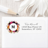 オレンジ、ピンク、紫の秋フローラ差出人住所 ラベル (インサイチュ)