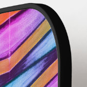 オレンジ、ピンク、紫、青シェブロン ピックルボールラケット (左詳細)