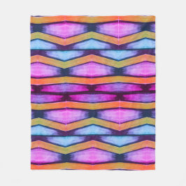 オレンジ、ピンク、紫、青シェブロン フリースブランケット