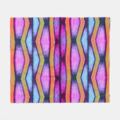 オレンジ、ピンク、紫、青シェブロン フリースブランケット (正面(横))