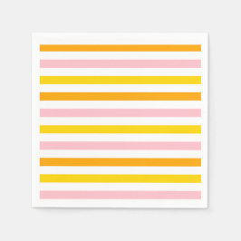 オレンジ、ピンク、黄ストライプの色 スタンダードカクテルナプキン