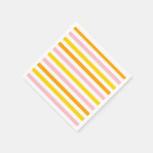 オレンジ、ピンク、黄ストライプの色 スタンダードカクテルナプキン (角)