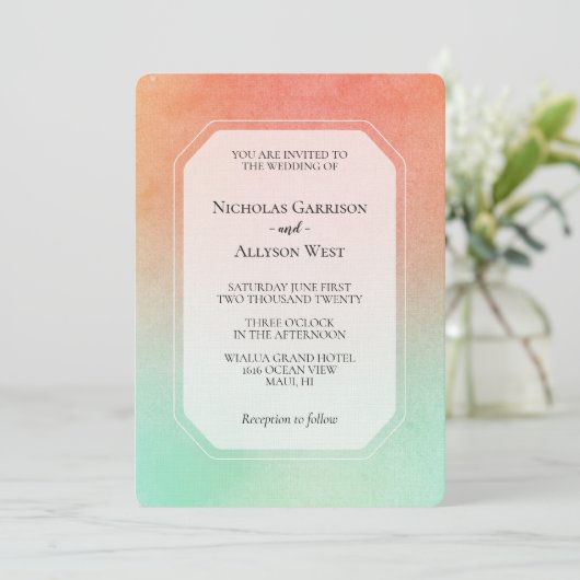 オレンジ ピーチ ミント ウェディング 招待状 (スタンド正面)