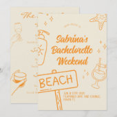 オレンジ・ファン・ビーチ独身最後の週末招待状 招待状 (正面/裏面)