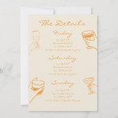 オレンジ・ファン・ビーチ・バチェロレッテ・ウィークエンド招待 招待状 (裏面)