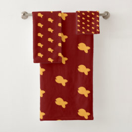 オレンジ フィッシュ リピート キッズ ベビー DK レッド バスタオル バスタオルセット