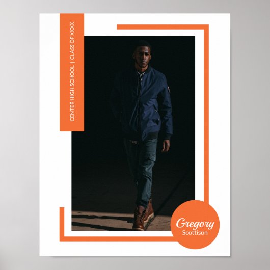 オレンジ フォト モダン 卒業式 ポスター (正面)