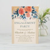 オレンジ フラワーズ ウォーターカラー エレガント 婚約パーティー 招待状 (スタンド正面)