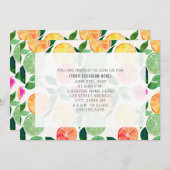 オレンジ フラワーパターン 全用途パーティー 招待状 (正面/裏面)